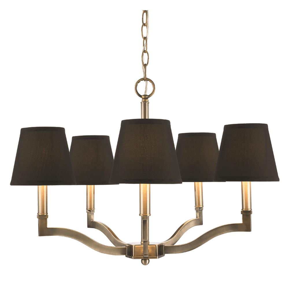Golden Lighting 3500-5 AB-GRM Waverly Chandelier in the Antique Brass finish with Groom Shade